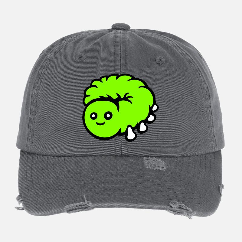 Chenille mignonne petite larve amicale ver heureux Casquette vintage effet usé Flexfit