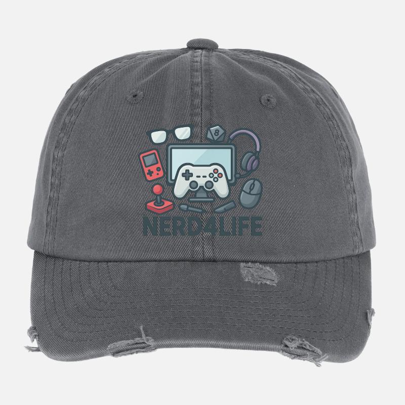 Conception de jeux et de style de vie nerd Casquette vintage effet usé Flexfit