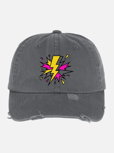 Explosion de néons à faisceau jaune - Casquette vintage effet usé Flexfit - charbon - Devant