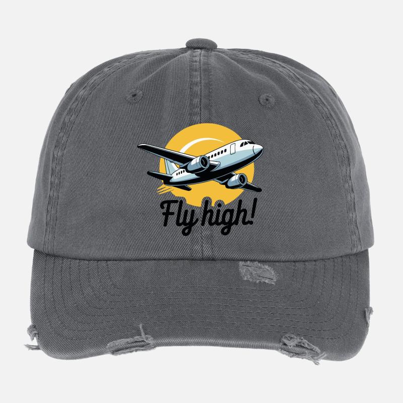 Airliner Flight Sun Fly High Flexfit Vintage Destroyed Cap