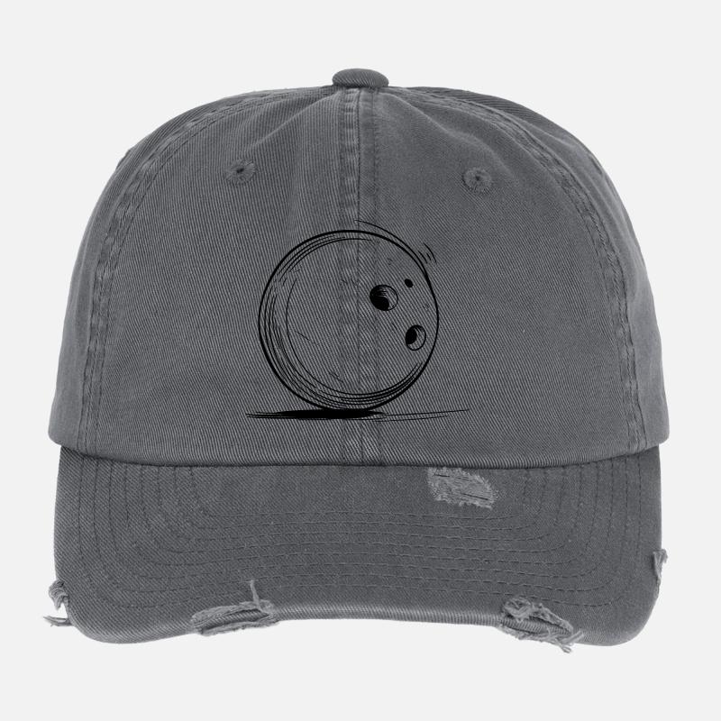 Bowling Ball Drawing Flexfit Vintage Destroyed Cap