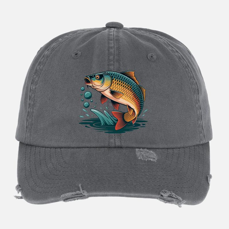Springender Karpfen  Flexfit Vintage Destroyed Cap