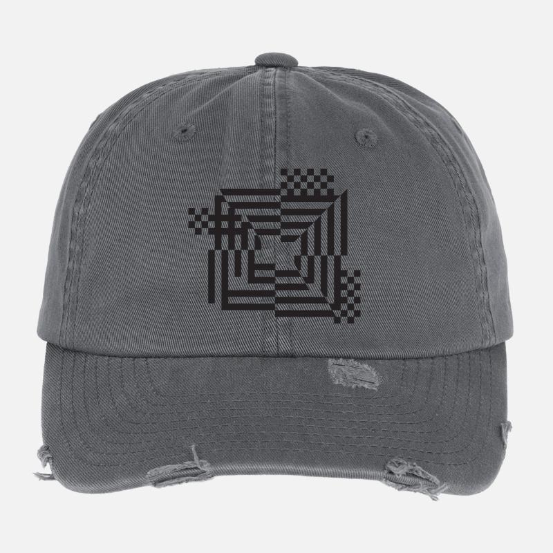 Labyrinth Grid Monochrome Flexfit Vintage Destroyed Cap