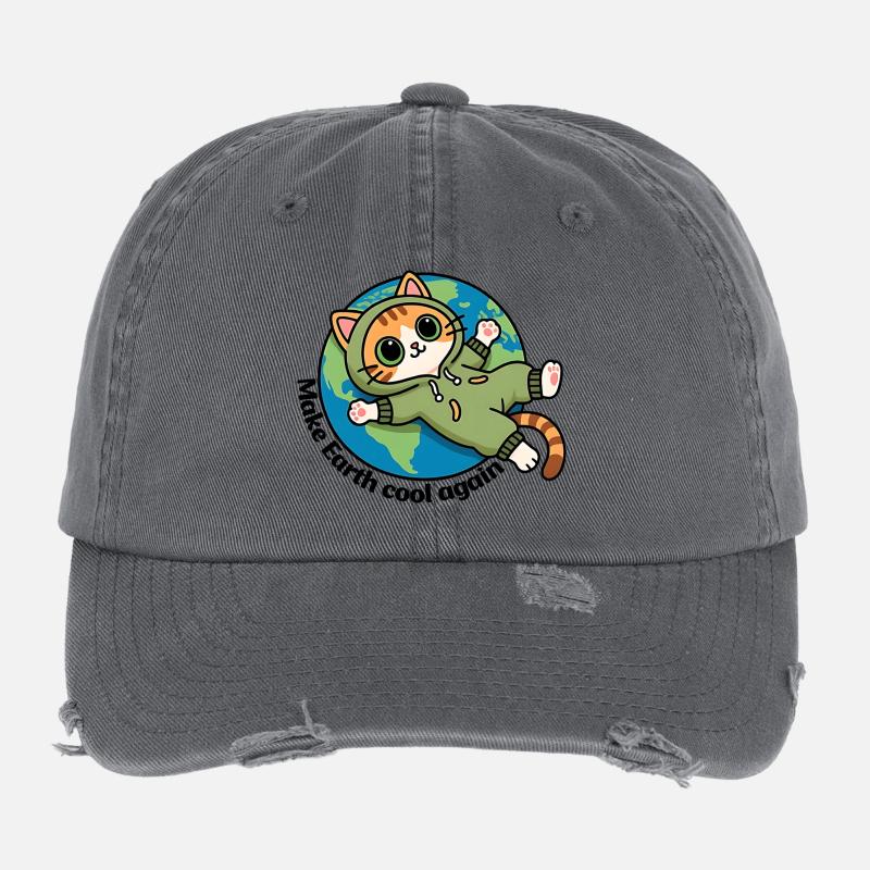 Save Planet Earth, Make Earth cool again Flexfit Vintage Destroyed Cap