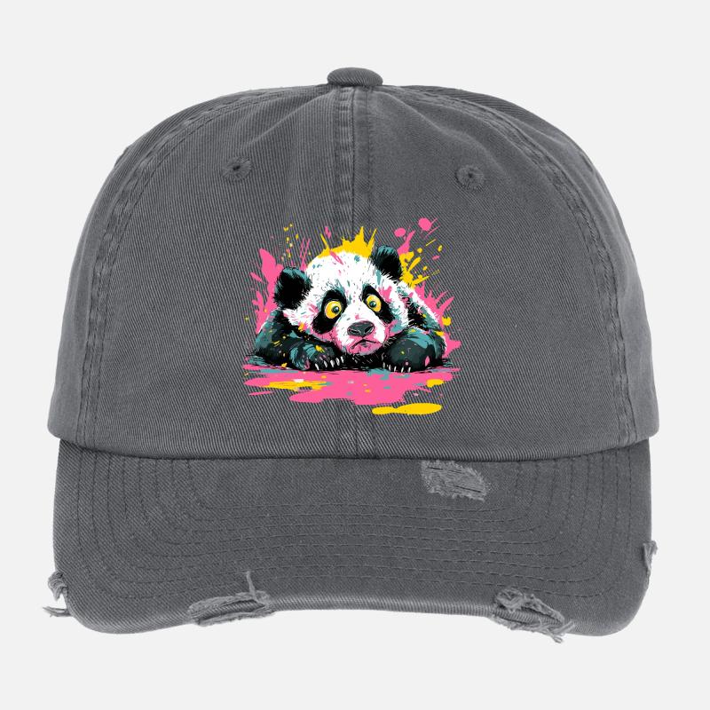Panda Splash Peinture Pop Art Splash Casquette vintage effet usé Flexfit