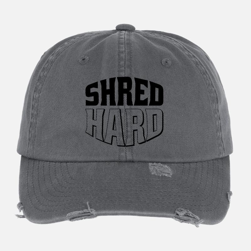 Shred Hard Snowboard Style Flexfit Vintage Destroyed Cap