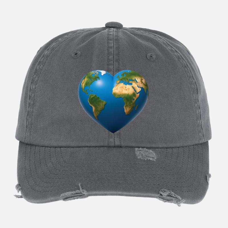 EARTH LOVER - peace & love Casquette vintage effet usé Flexfit
