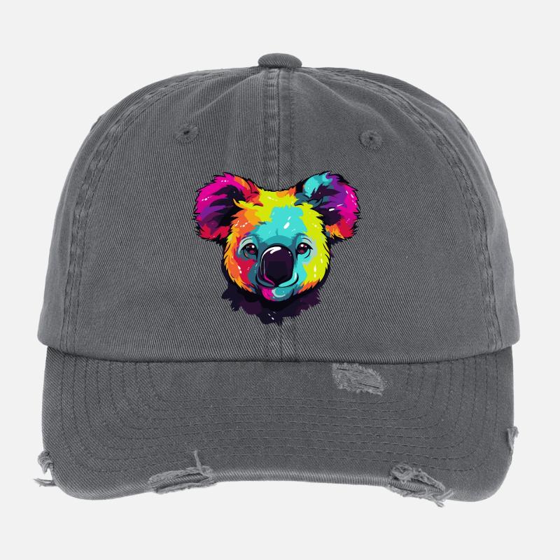 Bunter Koala Popkunst Flexfit Vintage Destroyed Cap