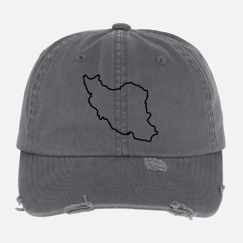 Iran Map Silhouette Persien Flexfit Vintage Destroyed Cap