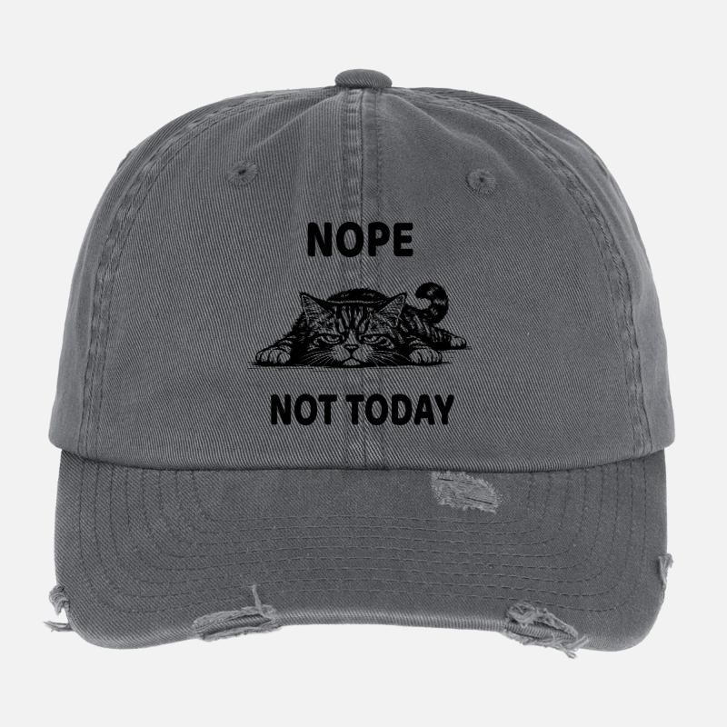 Nope Not Today Katze Lustiges Lustloses Design Flexfit Vintage Destroyed Cap