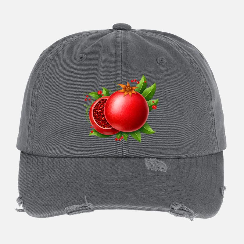 Granatapfel mit Blättern  Flexfit Vintage Destroyed Cap