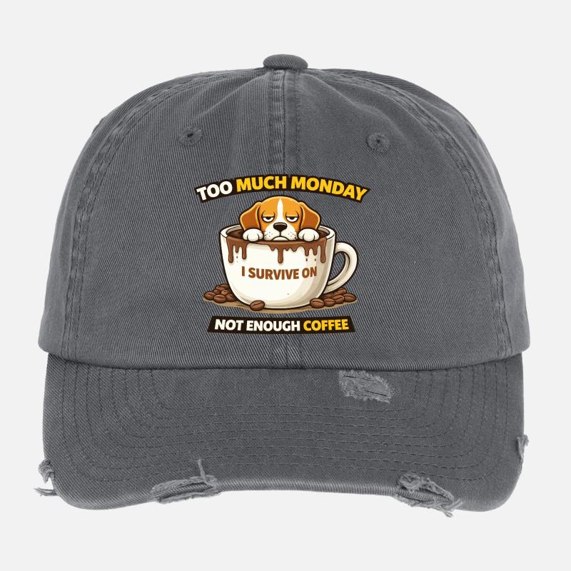 Trop de café du lundi Casquette vintage effet usé Flexfit
