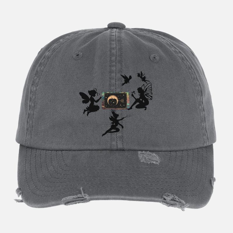 Croissant de Lune avec des étoiles Casquette vintage effet usé Flexfit