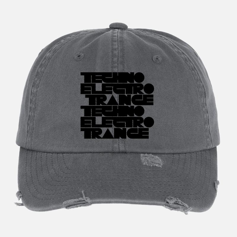 Techno Electro Trance music Flexfit Vintage Destroyed Cap
