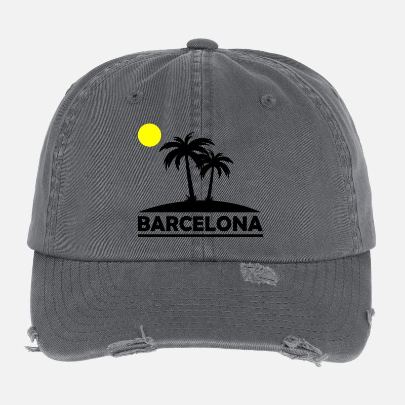 Plage de Barcelone Casquette vintage effet usé Flexfit