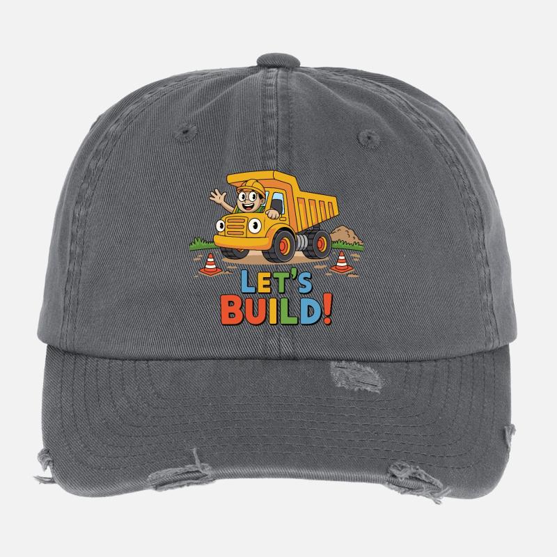 Let's Build! Construction Truck Flexfit Vintage Destroyed Cap
