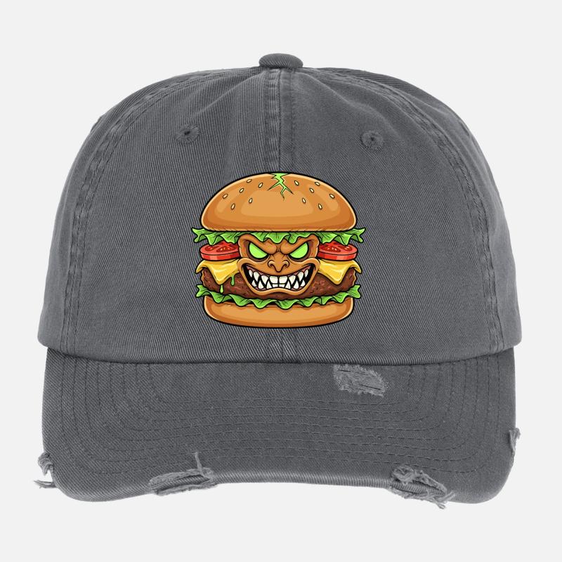 Grim Citizen Demon Cartoon Flexfit Vintage Destroyed Cap