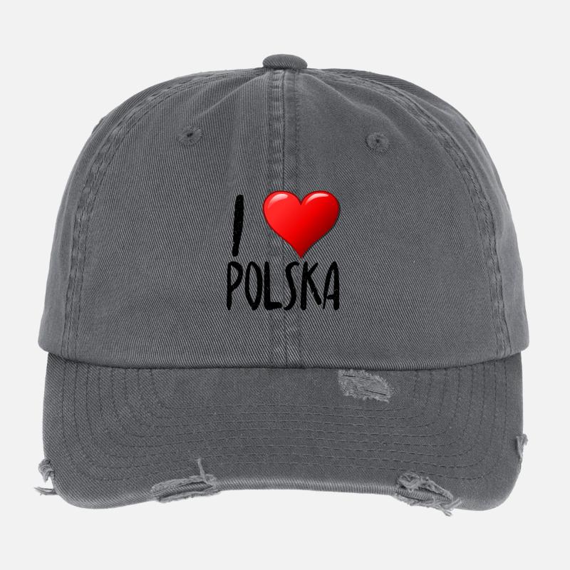 J'aime Polska - Casquette vintage effet usé Flexfit - charbon