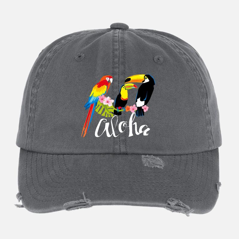 Aloha Ara Tukan Urlaub bunt Flexfit Vintage Destroyed Cap