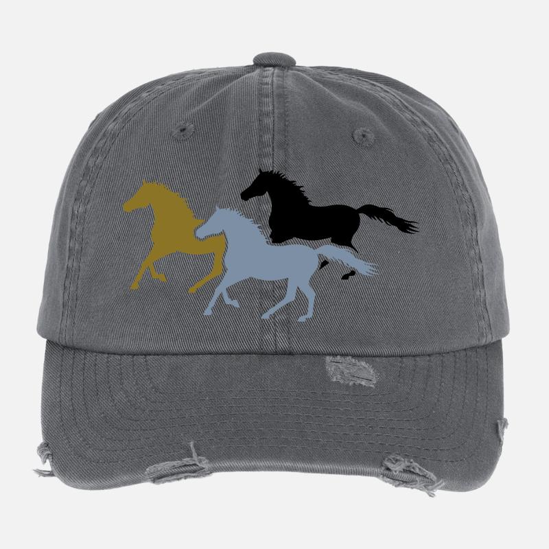Herd of Galloping Horses Flexfit Vintage Destroyed Cap
