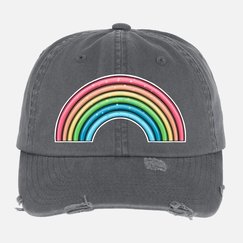 Lebendiges Regenbogen-Design Flexfit Vintage Destroyed Cap