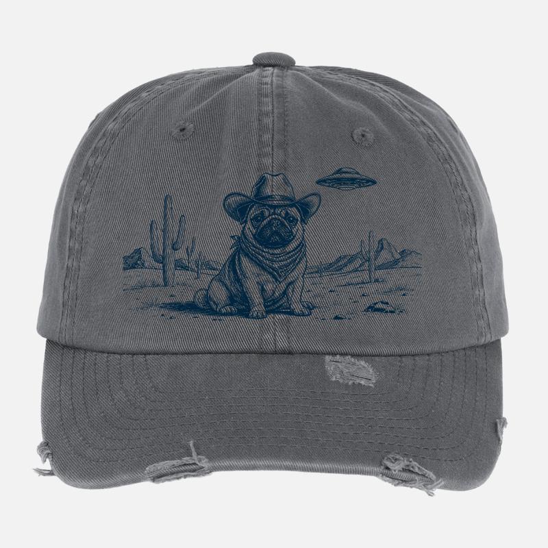 Cowboy Pug Flexfit Vintage Destroyed Cap
