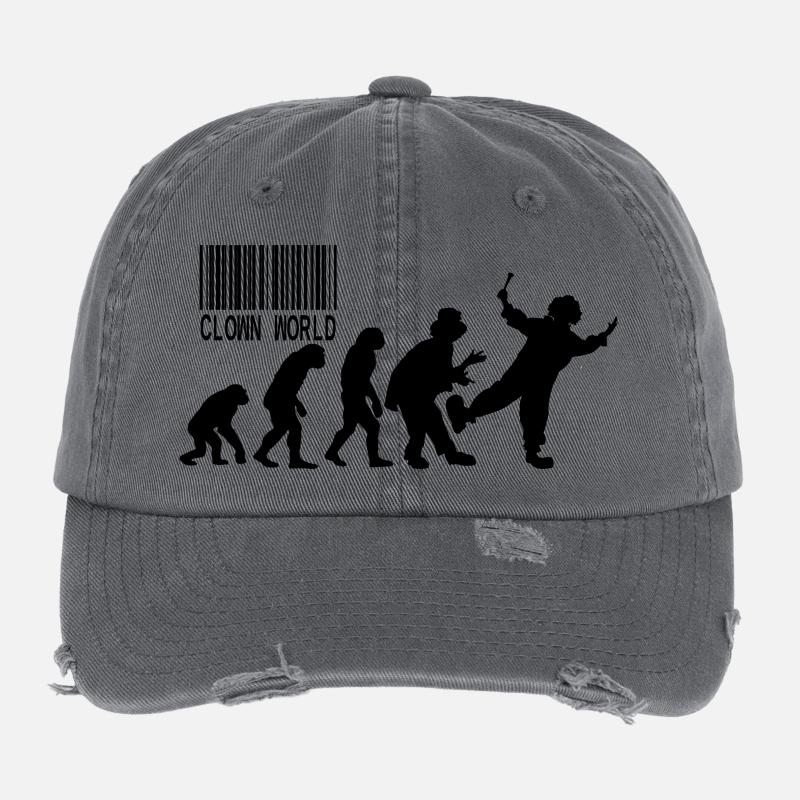 Clown World Evolution parody Flexfit Vintage Destroyed Cap