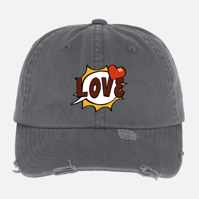 Amour Pop Art Speech Bubble Casquette vintage effet usé Flexfit