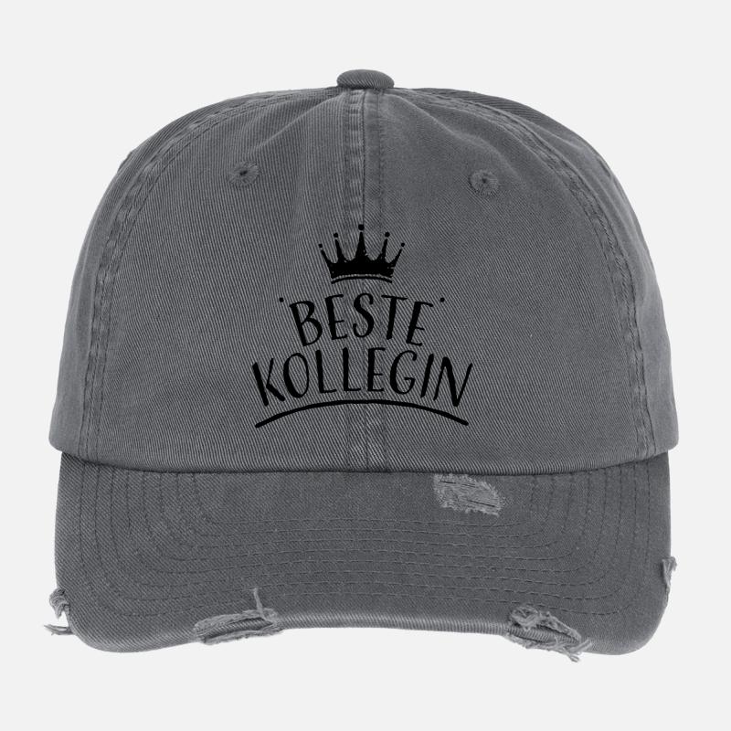 Krone beste kollegin schwarz Tshirt design Flexfit Vintage Destroyed Cap