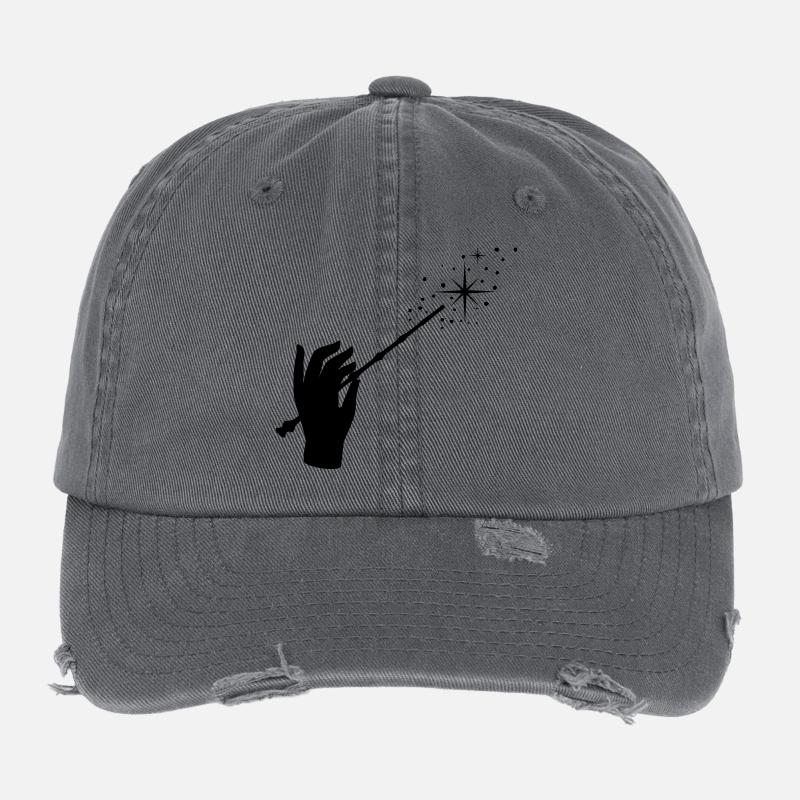 Zauberstab, Zauberer, Zauberei, Hand Flexfit Vintage Destroyed Cap