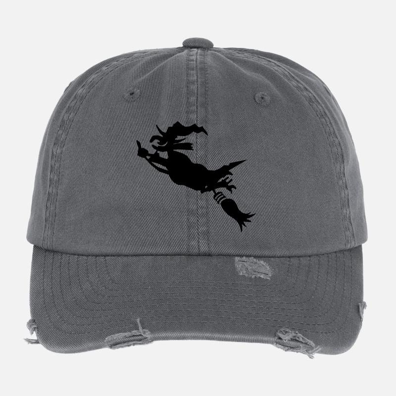 Sorcière avec un balai drôle Casquette vintage effet usé Flexfit