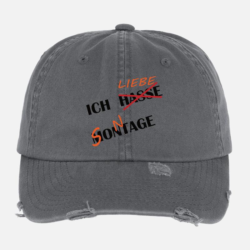 ICH HASSE MONTAGE UND LIEBE SONNTAGE Flexfit Vintage Destroyed Cap