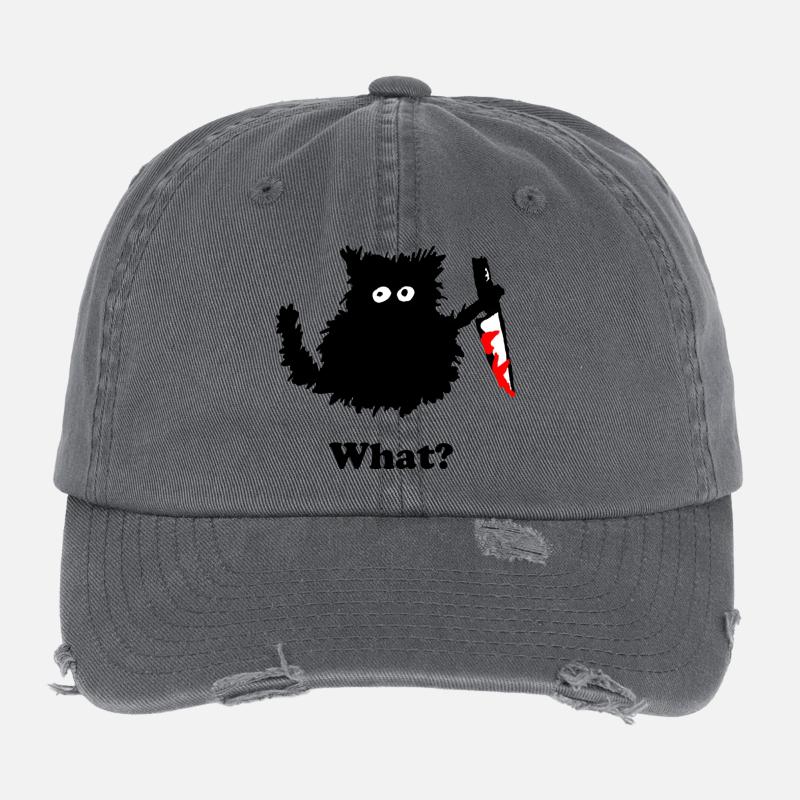 Murder Kitten Sticker Flexfit Vintage Destroyed Cap