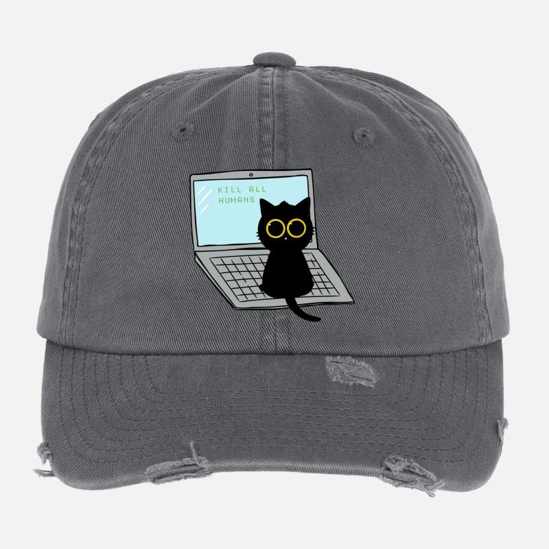 Tuez tous les humains Chat Casquette vintage effet usé Flexfit