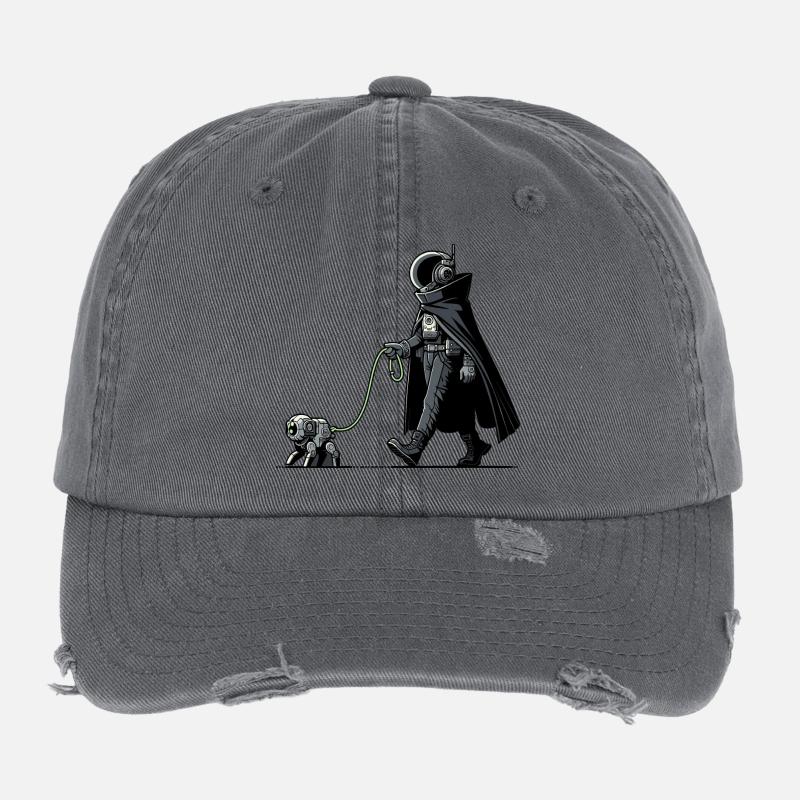 Futuristic astronaut with robot dog Flexfit Vintage Destroyed Cap