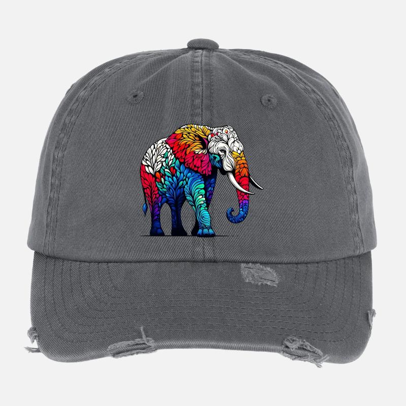 Éléphant - Casquette vintage effet usé Flexfit - charbon