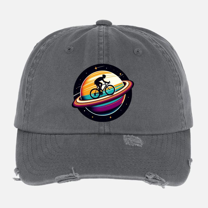 Cycliste sur Saturne Casquette vintage effet usé Flexfit