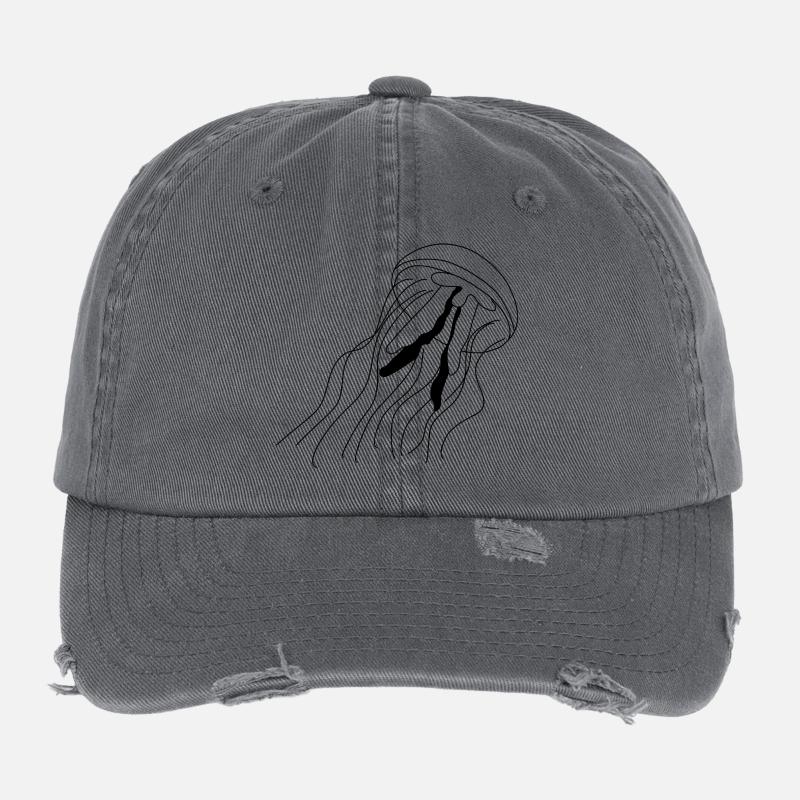 Méduse - graphique en noir et blanc Casquette vintage effet usé Flexfit