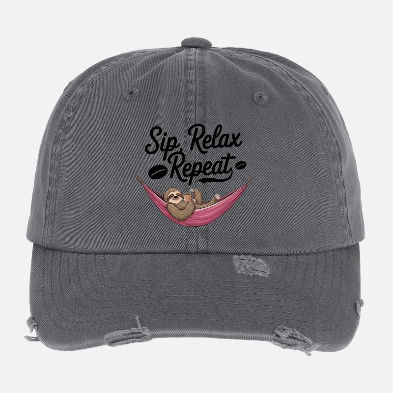 Sip, Relax, Repeat Flexfit Vintage Destroyed Cap