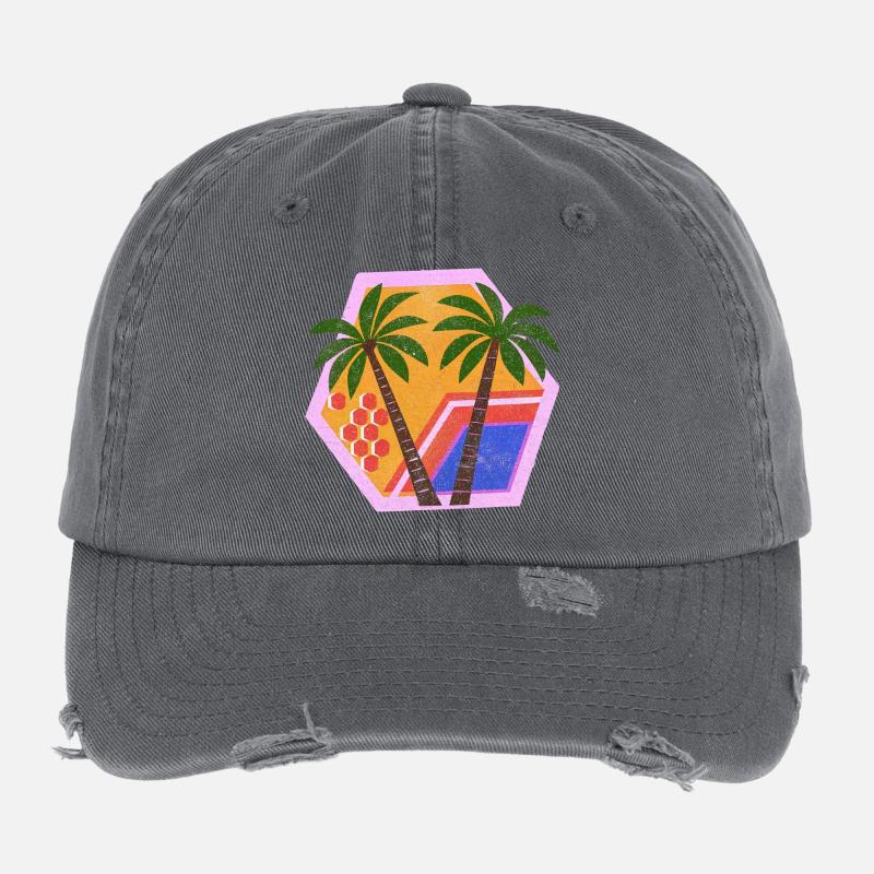 Décor tropical rétro enchanté Casquette vintage effet usé Flexfit