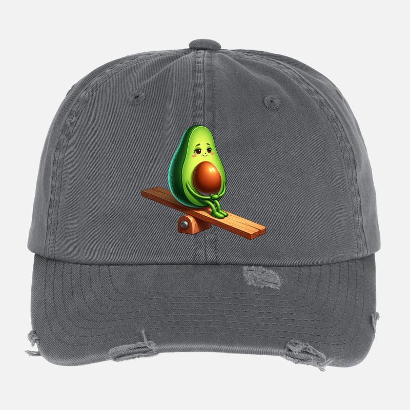 Avocat mignon balançoire terrain de jeu bande dessinée végétalien Casquette vintage effet usé Flexfit