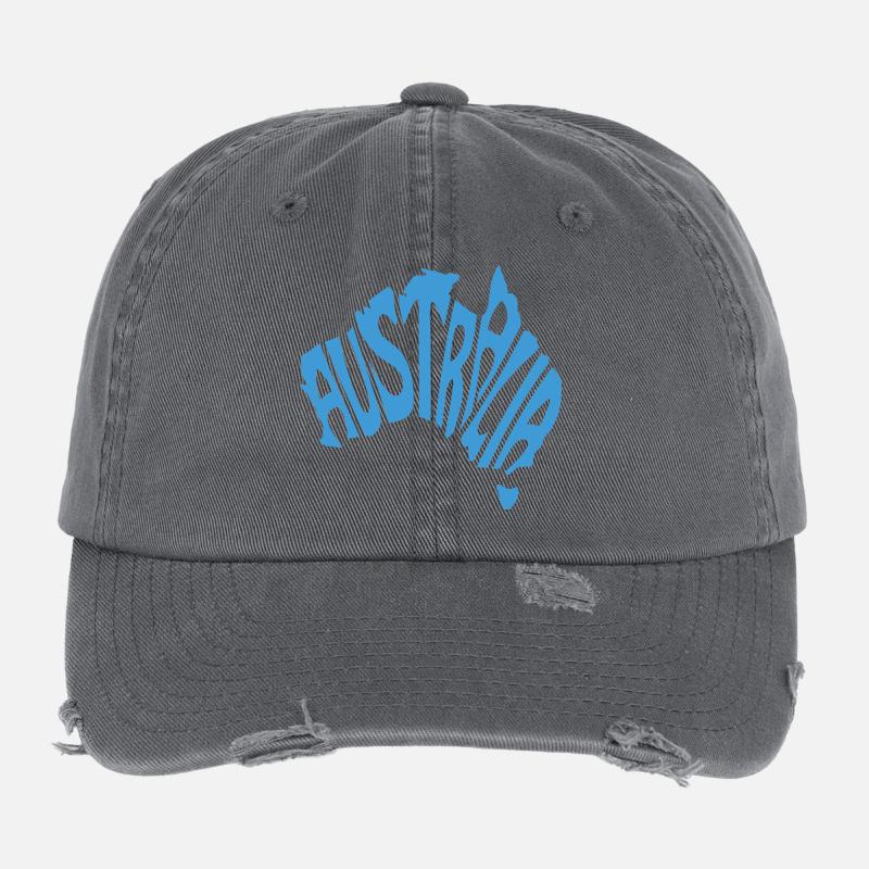Australia Map Artistic Typography Design Flexfit Vintage Destroyed Cap