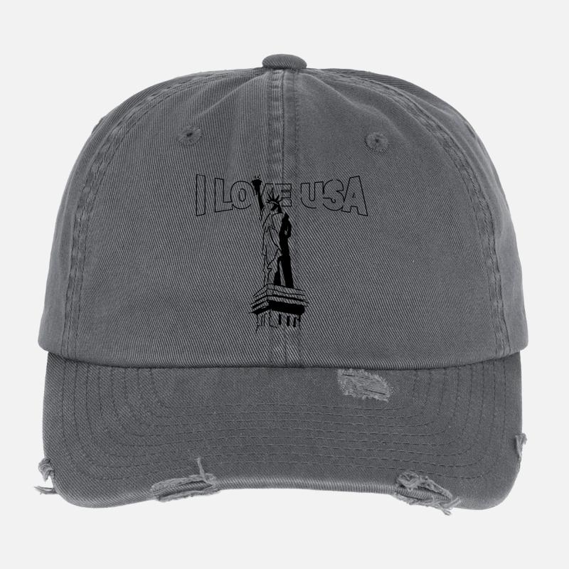 I love USA mit Freiheitsstatue (Vector graphic) Flexfit Vintage Destroyed Cap