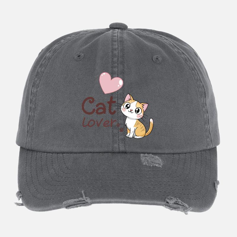 Lustiges Kätzchen-Rosa-Herz-Design Flexfit Vintage Destroyed Cap