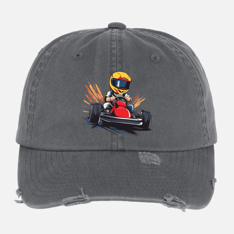 Dessin animé de pilote de course Casquette vintage effet usé Flexfit