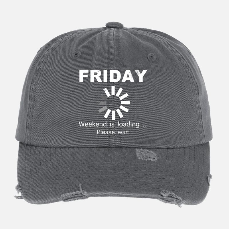 Friday Weekend Loading Saying Flexfit Vintage Destroyed Cap