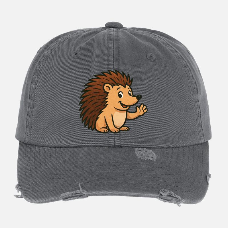 Hérisson mignon avec un visage heureux Casquette vintage effet usé Flexfit