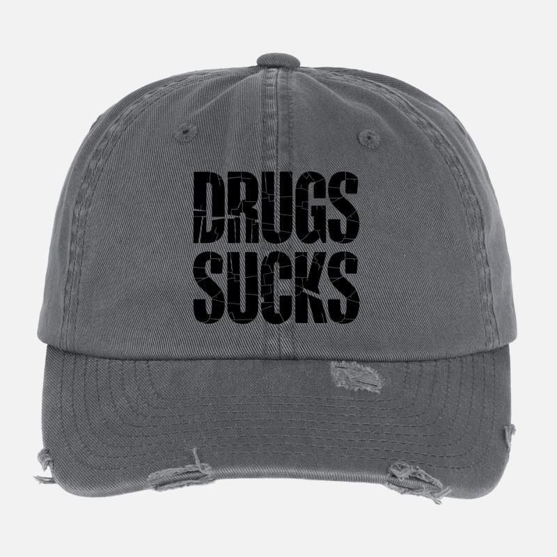 Slogan anti-drogue noir Casquette vintage effet usé Flexfit