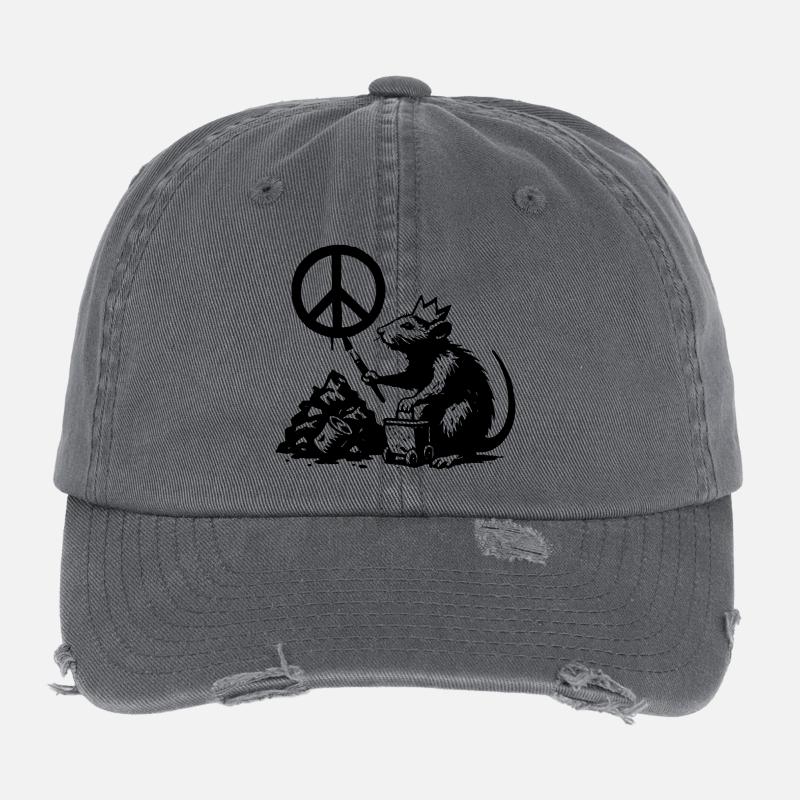 Rat calls for peace Flexfit Vintage Destroyed Cap