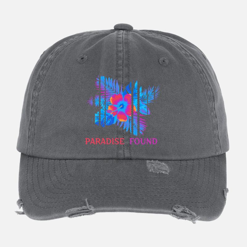 Hibiscus Neon Paradise Found Flexfit Vintage Destroyed Cap
